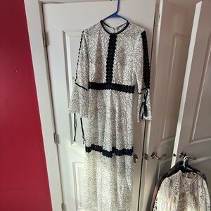 Elegant Black and White Lace Dress